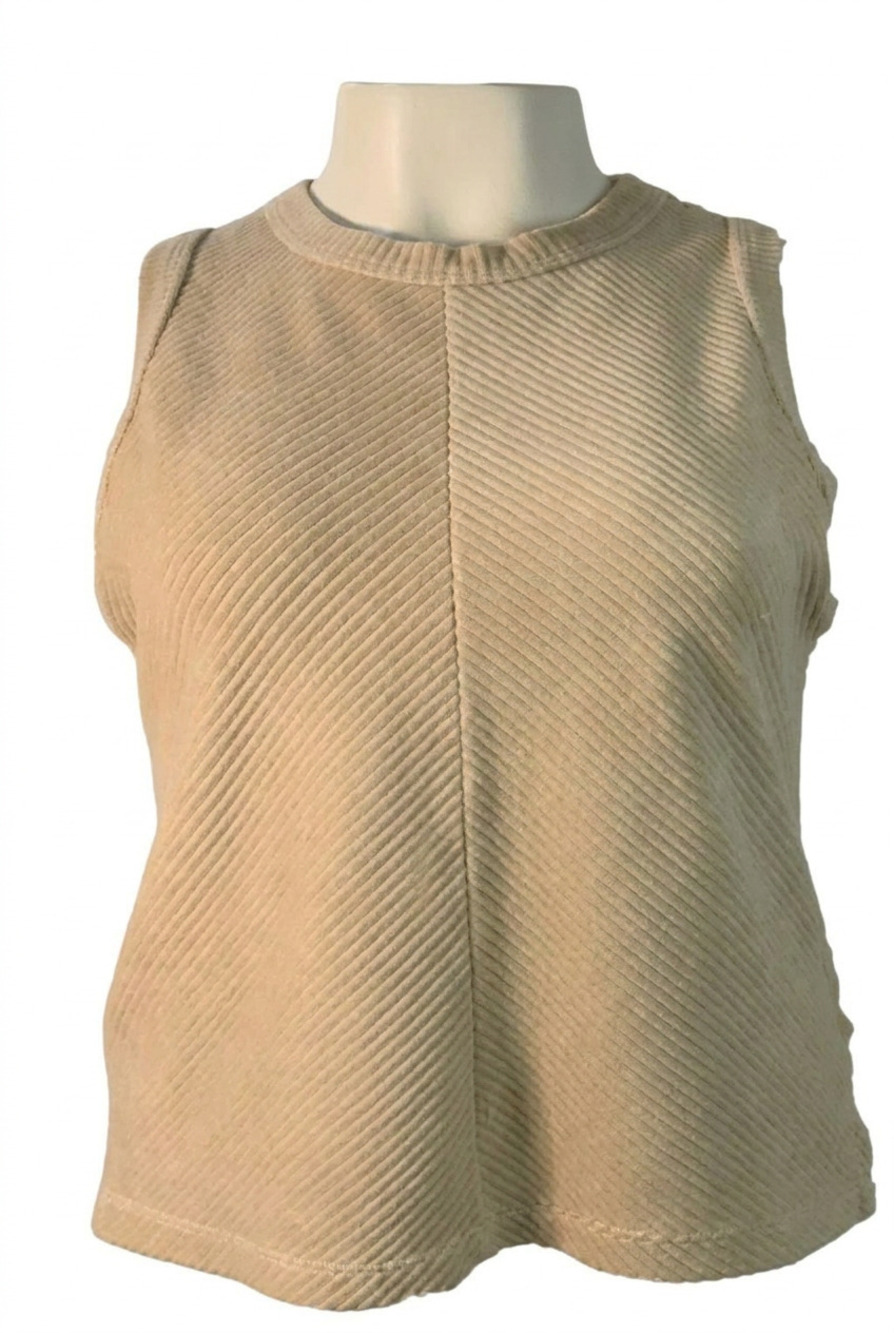 NEW STATESIDE women's knit velour corduroy chevron tank top in stone